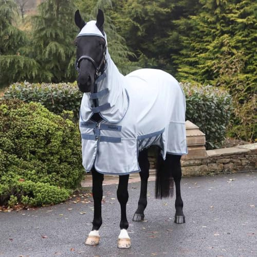 Masta Combo Fly Rug with Belly Wrap - Heavyweight Mesh, Anti-Rub Lining, Full Coverage Ear Holes - Ultimate Insect Barrier for Summer Protection - Grey - 5FT3