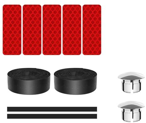 Miayical Rennrad Klebeband, Fahrrad Lenkerband, Fahrrad Rennrad Griffband, Klebestreifen Radfahren Wrap, mit Fahrrad Reflektoren Aufkleber, für MTB Rennrad und Urban Cycling, 2 Rollen, Schwarz