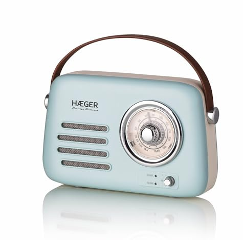 HAEGER Radio FM Vintage Heritage Bluetooth - 12 Horas de duración, Am/FM, USB, AUX, Bluetooh