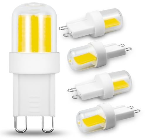 TZHILAN G9 Light Bulb Dimmable 2W Replace 20W 25W Halogen Equivalent,6500K Cool White AC120V T4 Bi-pin Led Bulbs for Chandelier Pendant Wall Home Lighting,220LM,360 Deg,5Pack
