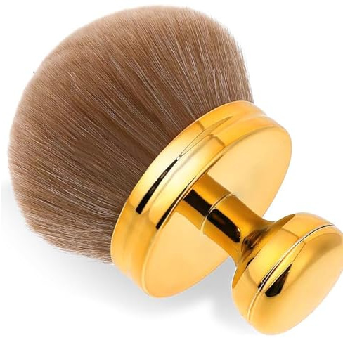 Sminkpensel, brun borste, stor brun utan sol, brett huvud, oval Kabuki, fluffig puderborste, jämn applicering av puder, för felfri foundation ansikte ben