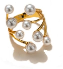 MIFYNN Chunky Pearl Rings for Women Fashion Gold Thick Dome Stackable Open Ring Trendy Unique Big Knuckle Rings Prom Statement Jewelry Gift