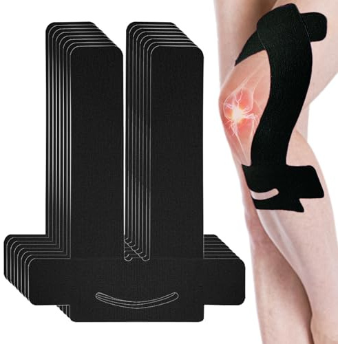 Kinesiotapes Knätejp förskuren, 8 stycken knälappar förskurna knä sport tejp, kinesisk tejp knä stabilisering kinesiologitejp vattentät fysiotejp för knäsmärta