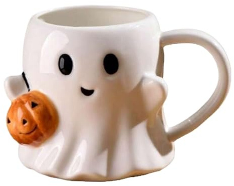 Tasse à café en céramique Ghostface - Tasse à café fantôme d'Halloween - Tasses fantômes avec citrouille - Jolies tasses fantômes de dessin animé - Pour, adolescents, adultes, Noël