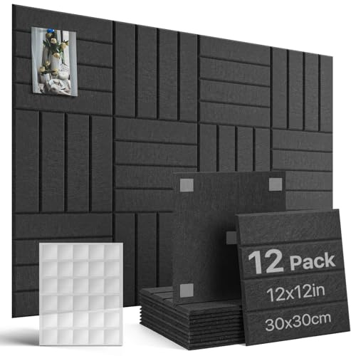 Woovio Tableau Liege Mural 120x90 cm,12 Tableaux en Liège avec 60 Pastilles Double Face,Tableau Affichage pour la Maison l'école le Bureau(Noir)