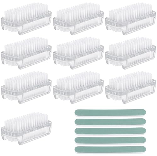 10 cepillos de mano de doble cara con cerdas duras, cepillo de lavado de manos, cepillo de uñas con 5 limas de uñas para limpieza de manos y lavabos