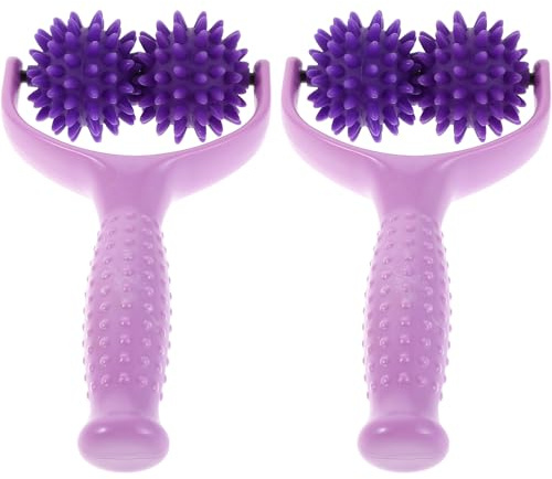 LALADEFIEE Lot de 2 Rouleaux de Massage à Picots Portables de Y Bâtons de Massage Musculaire pour Épaules et Nuque Outil Manuel Léger pour Relaxation et Récupération à Domicile Voyage