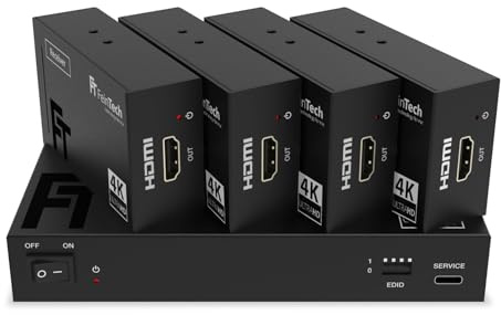 FeinTech SX430 HDMI 2.0 splitter 1 i 4 ut loopthrough Extender 60 m Over CAT LAN 4K 60Hz