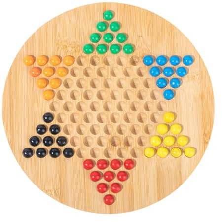 Juego De Mesa De Damas De Madera con Canicas De Vidrio | Tablero De Damas