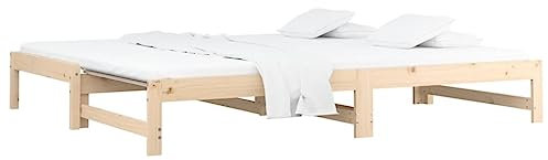 vidaXL Tagesbett Ausziehbar Sofa Gästebett Sofabett Bett Bettsofa Schlafsofa Lattenrost Ausziehbett Bettgestell Holzbett 2X(90x190) cm Massivholz Kiefer
