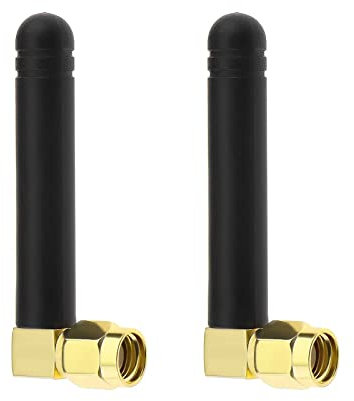 YINETTECH 2 Piezas Mini Antena WiFi Aérea de Doble Banda 2,4 GHz 5,8 GHz 2dBi con Conector Macho RP-SMA de Ángulo Recto para Enrutador de Red Inalámbrico WiFi Ap Hotspot Modem