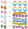 AWCIGG® 18 Stück Hippie Kostüm Zubehör, Hippie Brille Blumen Haarband Peace Kette, 60er/70er Jahre Retro Hippie Accessoires Set für Damen Herren Hippie Kostüm Party