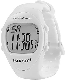 Orologio da polso francese con 4 allarmi, bianco, 4 sveglia a pillole al giorno