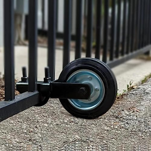 Dawod Gate Wheel for Metal Swing Gate with 1-5/8 Thru 2-1/8 Gate Frames, Gate Support Wheel for Chain Link Fence, Prevent Gate from Dragging, Black(1 Pack)