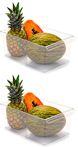 Acan Tradineur - Pack de 2 Cajones organizadores Reutilizables para frigorifico Nº 14 - Fabricado en plástico - Recipiente de plástico Transparente - 15 x 23 x 37 cm