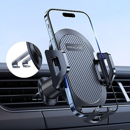 Miracase Soporte Movil Coche [Nuevo Gancho Doble de Acero] Suporte Telemovel Carro para Ventilación de Aire Compatible con iPhone Samsung Xiaomi y Otras Smartphones