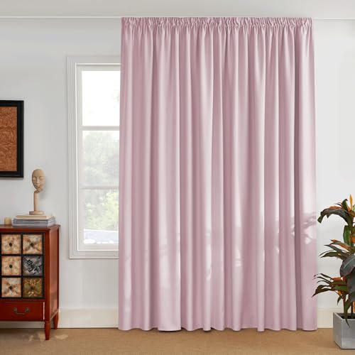 Pony Dance Barnrumsgardiner för stora fönster, ogenomskinliga gardiner med veckband i set om 1 st., H 245 x B 300 cm, termisk gardin, köldskydd, barngardiner för flickor, ljusrosa