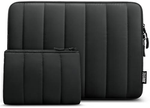 TECOOL 14-tums skyddsfodral för bärbar dator för 14 Lenovo Ideapad Thinkpad HP Pavilion Elitebook DELL Acer Chromebook, Macbook Air 15 M4 M3 M2 2025 2024, mjukt skyddsfodral, svart