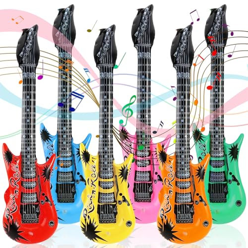 Strumenti gonfiabili, chitarra gonfiabile, chitarre gonfiabili, chitarra gonfiabile, chitarra gonfiabile,100cm,costume gonfiabile per bambini, 6 pezzi