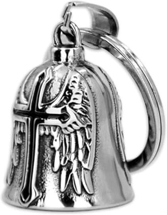 XOUDKE Clochette Moto Saint Christopher Safe Ride Guardian Gremlin Acier Inoxydable Noir, Idée Cadeau Fête des Peres