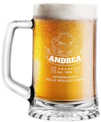 STAMPATEK Boccale per la Birra Personalizzato Regalo Compleanno Appassionato di Birra 40 anni Idee Regalo 50 anni, 520 ml H 15,3 cm Ø 9,3 cm - Personalizzabile regalo amico compleanno - Appassionato