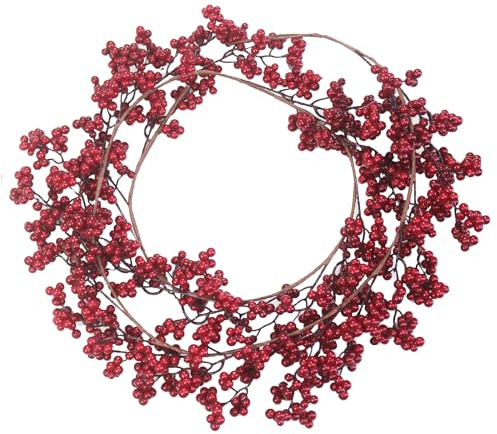Ashuxxn Künstliche Rote Stechpalmen Beeren Dekorative Künstliche Rote Beeren Künstliche Rote Beeren für Weihnachtsbaum DIY Handwerk Hochzeit Feiertage Winter Dekoration 180cm/5.9ft
