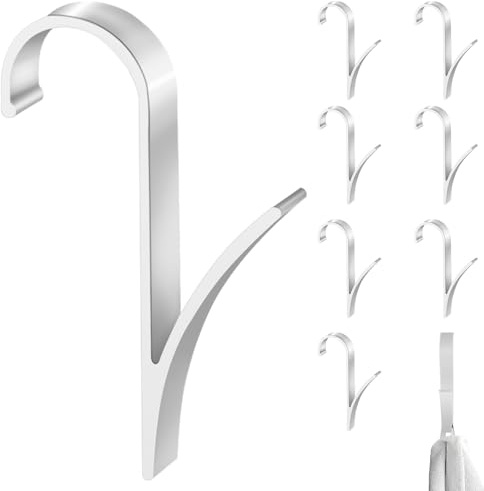 GYHWOFUL Lot de 8 Crochet Radiateur Seche Serviette - Aluminium Aérospatial étanche et Durable - Crochet Radiateur Rond - Crochet Serviette Salle de Bain - Patere Seche Serviette - Amovibles