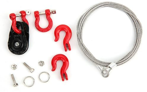 Ensemble de Trois Manchons de Verrouillage de poulie à Corde en Acier RC, pour véhicule d'escalade de Voiture à échelle 1/10, Accessoires sur chenilles, Bloc d'arrachage, treuil,