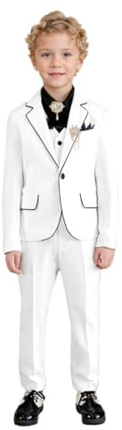 Costume de mariage pour garçon - Tenue de communion - Costume de baptême 3 pièces - Smoking pour enfants - Blanc, blanc, 14 ans