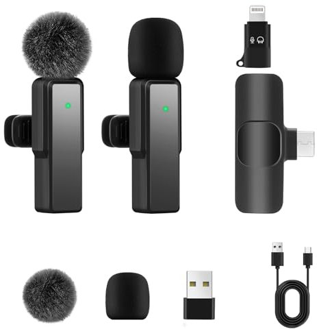 Koilboane Microfono Inalambrico para iPhone, iPad, Android, Microfono de Solapa para Movil, Micrófono Inalámbricos Profesional para Youtube, TikTok, Podcast y Streaming