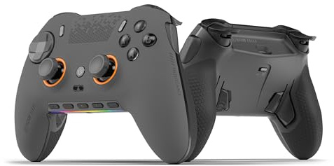 Scuf ENVISION PRO V2 (2025) Kabelloser Gaming-Controller nur für den PC – Anti-Drift-Daumenstifte – Fünf Wiederverwendbare G-Tasten – Wiederverwendbare Back-Paddles – Sofortauslöser – Stahlgrau