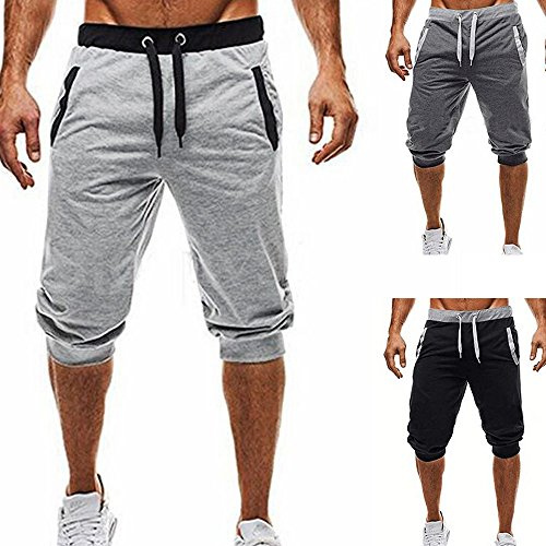 Herrars beskurna byxor herr 3/4 längd joggingbyxor manschett träningsoverall underdel trekvarts längd shorts andningsbara gymbyxor utomhus träning capribyxor smal passform sportbyxor lätt sweatpants
