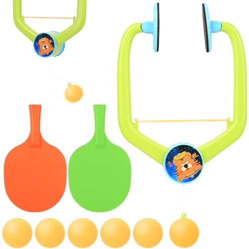 Gioco da ping pong da appendere porta, Set da ping pong regolabile con telaio per porta, allenatore portatile per allenamento e giochi in famiglia, con racchette/palline