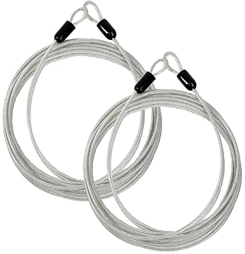 Lumintrail 4 Foot 3mm (1/8th Inch) Braided Steel Coated Security Cable Luggage Lock Safety Cable Wire Double Loop (2 Pack)
