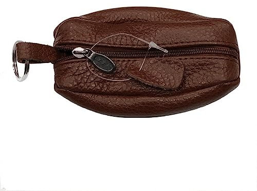 LOLUNA® Porte-Monnaie Homme Cuir véritable Souple Forme Grain de café - Bonne qualité - 1 côté - 1 Anneau Clé - Plusieurs Couleur - Brun