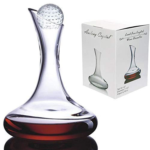 Amlong Crystal Lead-Free Large Wine Decanter, Red Wine Carafe, Wine Gift, Wine Accessories 58 oz(1700ml), with Crystal Golf Ball Stopper