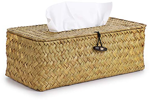 Boîte à Mouchoir Rectangulaire Distributeur boîte tissée en roseaux (Naturelle)