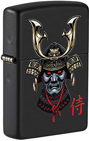 Zippo Samurai Helmet Design Black Matte Pocket Lighter, One Size