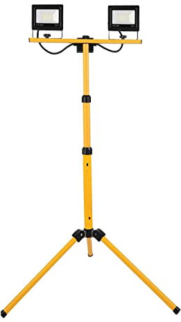 Miko® LED byggstrålkastare arbetsstrålkastare med stativ strålkastare 2 x 20 watt effekt 1600 lumen ljusflöde 1 stativ 3 m tillförsel 1,5 m