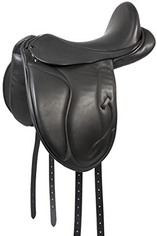 PFIFF 102680 Dressur-Sattel Unicus, Ledersattel halbtiefer Sitz, Schwarz Cob/Full II, 17,5 Zoll – Cob/Full