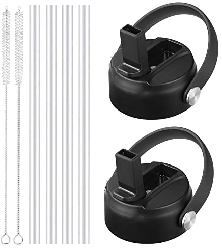 Straw Lid for Hydro Flask Wide Mouth, Straw Lids with Flexible Handle and Straws, Replacement Sports Straw Cap for Hydroflask Straw Lids Wide Mouth Top(2 Pack)
