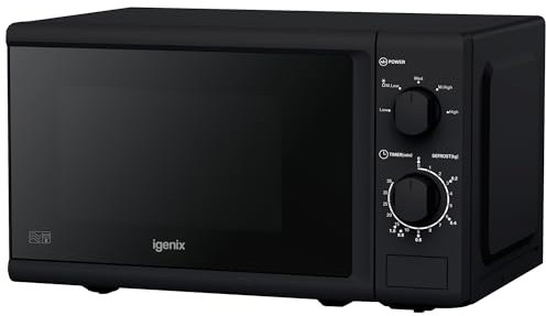 Igenix IGM0820B Solo Manual Microwave, 5 Power Levels And Defrost Function, 35 Minute Timer, 800 W, 20 Litre, Black