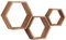PHOENANCEE Hexagon Wandregal, Wohnzimmer Deko Wand, Holz Hängeregal für Schlafzimmer, 3er-Set(Karbonisiertes Schwarz)
