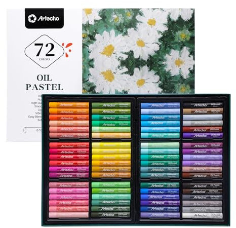 Artecho Oil Pastels Set of 72 Colors, Soft Oil Pastels for Art Painting, Drawing, Blending, Oil Crayons Pastels Art Supplies for Artists, Beginners, Students, Teachers