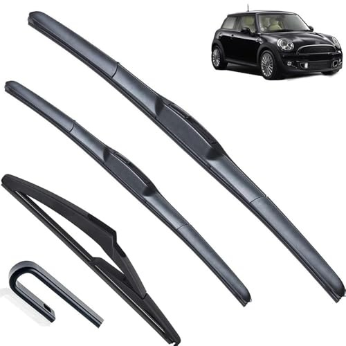 Juego de 3 escobillas de limpiaparabrisas delanteras y traseras compatible con Mini Cooper R56 Hatch 2007-2011 cepillos for ventana de parabrisas 19 18 10 