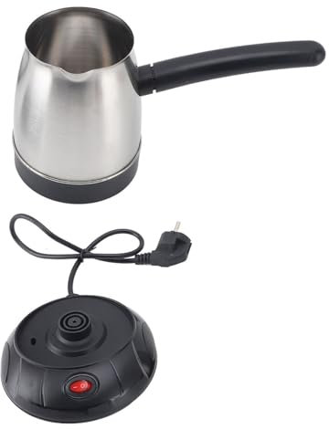 Focket Cafetière Turque, 500 ML en Acier Inoxydable Cafetière électrique avec Longue Poignée Amovible, Système de Double Garde Bouilloire électrique pour Le thé au Lait