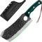 FULLHI Coltello da cucina con fodero 19cm Mannaia per carne, Coltello da cuoco in acciaio ad alto tenore di carbonio per casa, campeggio, barbecue, regali per mamma e papà (verde)