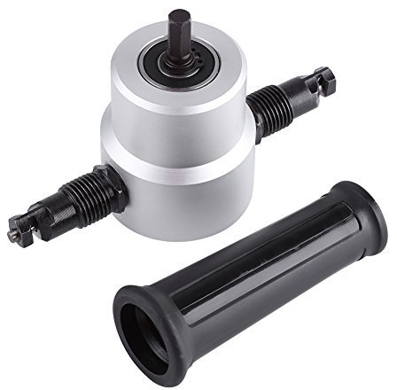 Taglierina per Lamiera, Kit di Utensili da Taglio Roditrice per Trapano Elettrico a Doppia Testa, per Lamiera di Acciaio, Rame, Alluminio, con Direzione del Tagliente Regolabile