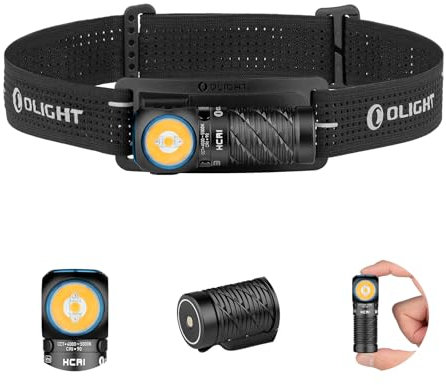 OLIGHT Perun 3 Mini Stirnlampe LED Wiederaufladbar, 920 Lumen Superhell HCRI Kopflampe Headlamp mit Rotlicht und 8 Lichtmodi, IPX8 Wasserdichte Stirnleuchte, Ideal für Outdoor, Angeln Schwarz