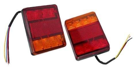 TOPBATHY Feux Arrière LED 12v 8 LED Kit D'éclairage pour Remorque et Camping-car, Lampe Rouge et Ambre, Étanche, Solide, Routière Sécurisée Toute Saison